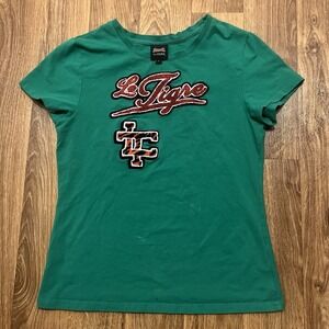 Le Tigre Shirt Women Green Embroidered French Classic Logo Short Sleeve